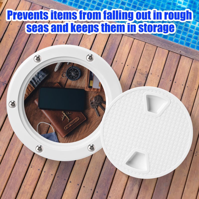 Landical 3 Pack 6 Inch Boat Hatch White Circular Non Slip Inspection Boat Detachable Deck Hatch Cover with 18 Attached Screw Parts for Marine Yacht RV Truck Vent Accessories - Image 4