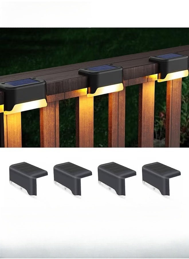 LESHP Solar Step Lamp,4 Pack Waterproof LED Solar Deck Light,Decor Solar Lights For Railing,Stairs,Fence,Post,Yard And Driveway,Black  - Image 1