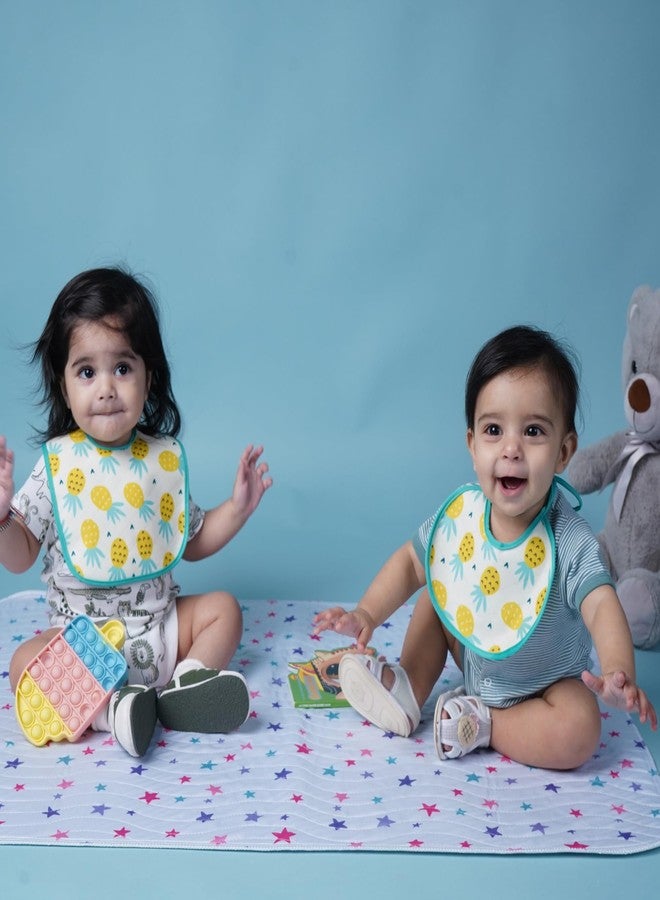 Happy Matty مجموعة مرايل رضاعة الأطفال من هابي ماتي، سريعة الجفاف وقابلة للغسل، 3 قطع، متعددة الألوان، من 0 إلى 3 سنوات (قطة، حلزون، أناناس)، حجم صغير (19 سم × 16 سم). - Image 3