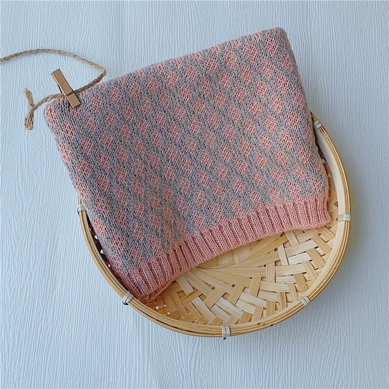 New Children'S Scarf Warm Knitted Baby'S Scarf Korean-Style All-Match Plaid Boys' And Girls' Wool Sleeve Trendy - Image 1