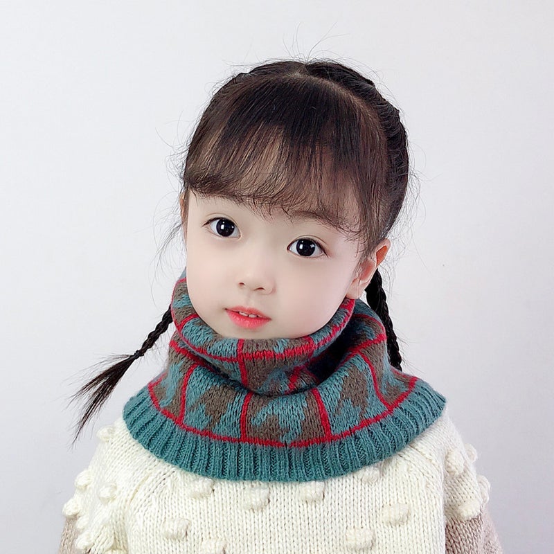 New Children'S Scarf Warm Knitted Baby'S Scarf Korean-Style All-Match Plaid Boys' And Girls' Wool Sleeve Trendy - Image 4