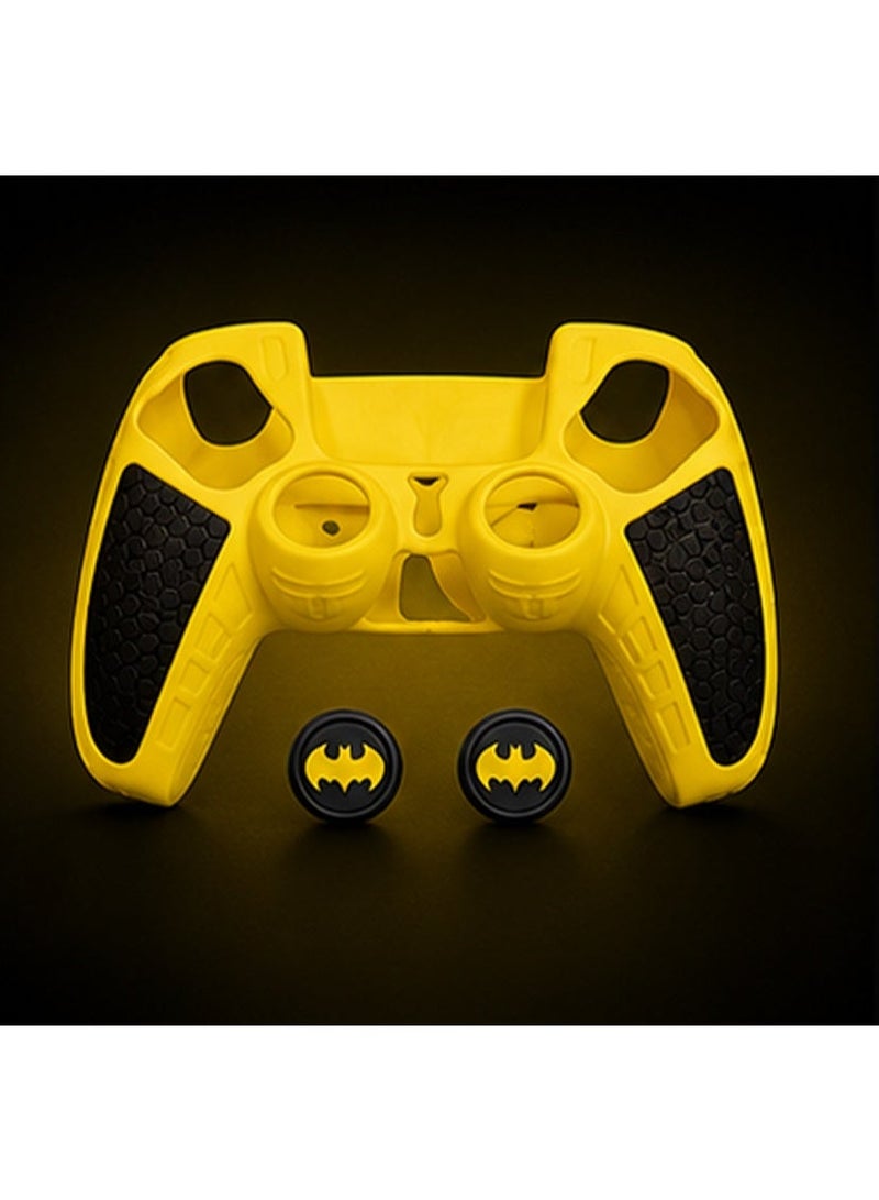 Silicone Protective Case Cover with Thumb Grip Caps for PS5  Controller – Anti-Slip Soft Skin Sleeve, Yellow & Black - Image 2