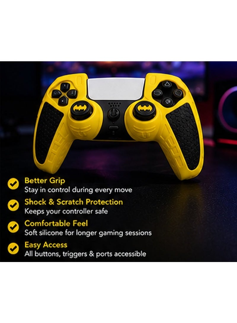 Silicone Protective Case Cover with Thumb Grip Caps for PS5  Controller – Anti-Slip Soft Skin Sleeve, Yellow & Black - Image 3