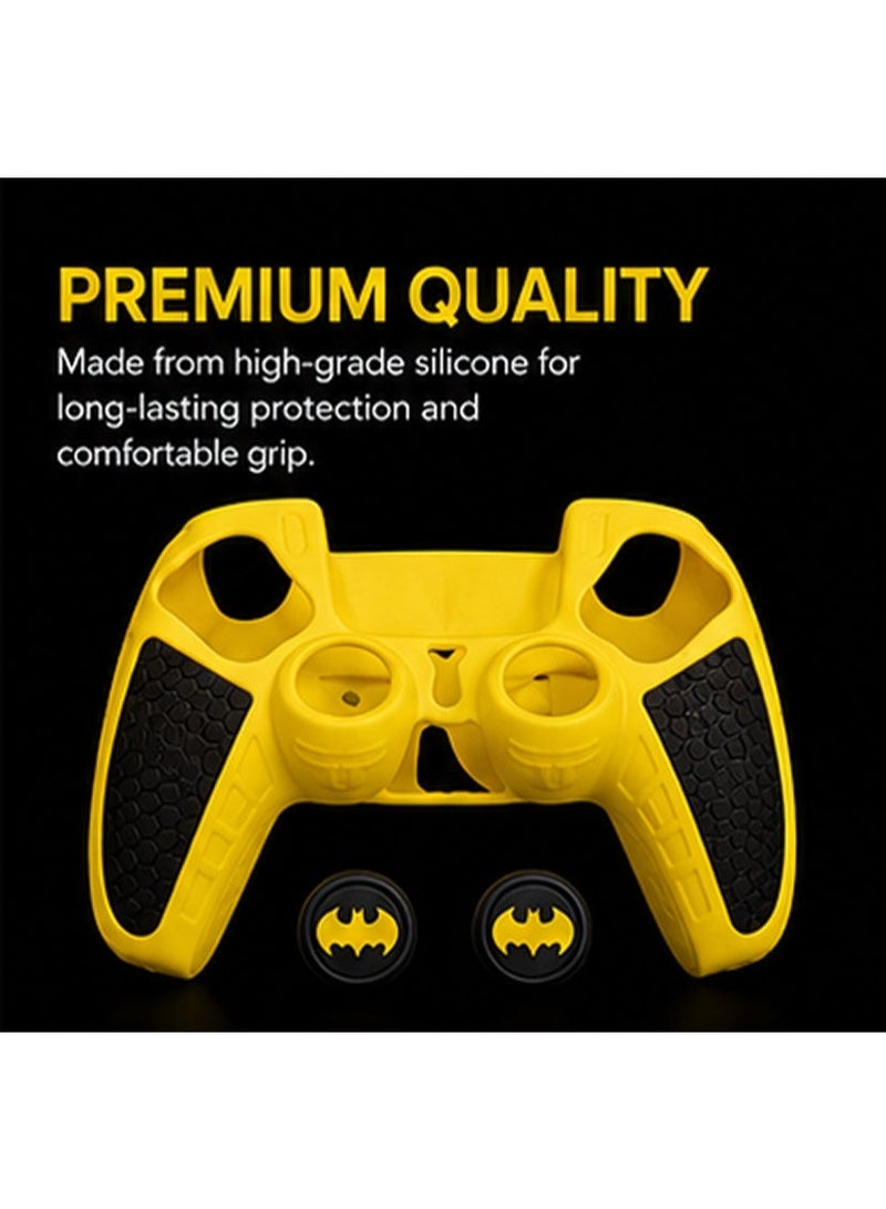 Silicone Protective Case Cover with Thumb Grip Caps for PS5  Controller – Anti-Slip Soft Skin Sleeve, Yellow & Black - Image 4