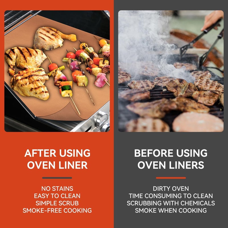 Mimekitchen أغطية لقاع الفرن - مجموعة من 2 قطع من أغطية الفرن الكبيرة والسميكة، مقاس 23.6×15.7 بوصة، غير لاصقة وقابلة لإعادة الاستخدام للأفران الكهربائية والغازية والمحمصات والشوايات - مكونات مطبخ خالية من BPA وPFOA للحفاظ على نظافة الفرن - Image 2