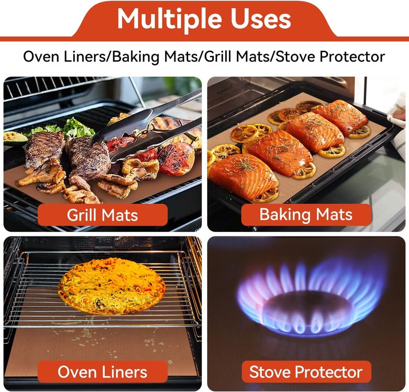 Mimekitchen أغطية لقاع الفرن - مجموعة من 2 قطع من أغطية الفرن الكبيرة والسميكة، مقاس 23.6×15.7 بوصة، غير لاصقة وقابلة لإعادة الاستخدام للأفران الكهربائية والغازية والمحمصات والشوايات - مكونات مطبخ خالية من BPA وPFOA للحفاظ على نظافة الفرن - Image 3