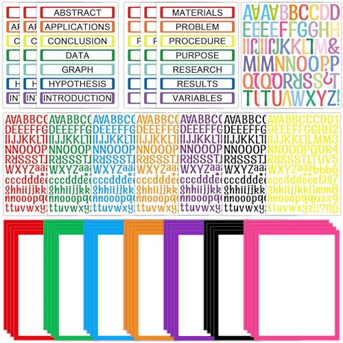 LonlyEagle 43 Colorful Sheets Science Fair Board Supplies Self Adhesive Presentation Science Subtitles Fair Project Titles Personalized Letter Sticker Supplies for Classroom Office - Image 1