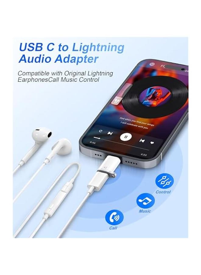 Lightning to USB C Audio Adapter for Heaphones Support Line Control, 2 Packs USBC Male to Lightning Female Earbuds Adapter, Not for Charging/Data Transfer, USB-C for Apple iPhone 17 16 15/iPad - Image 2