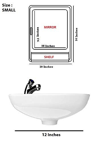 Maskey Size 14 x 10 x 4 Inches Small Designer Multiuse Virgin Plastic Small StorageMedicineBathroom Mirror Cabinet with Shelf for Home and Corporate Use Pearl Ivory - Image 5