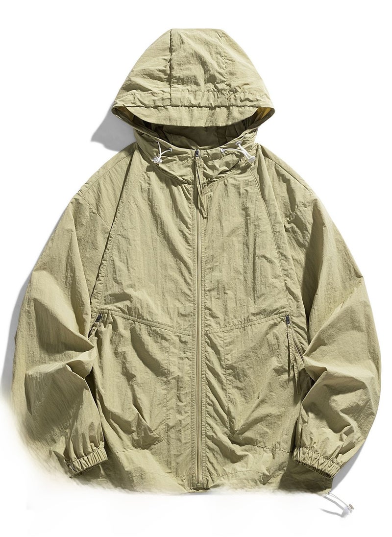 Generic Summer UV Protection Ice Silk Sunproof Skin Jackets for Men Khaki 