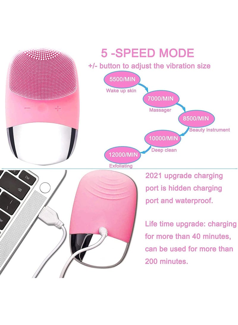 KADRAMA Mini Silicon Facial Cleansing Device Light Pink - Image 3
