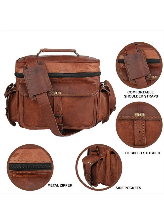 vintage crafts Genuine Leather DSLR SLR Vintage Camera Shoulder Messenger Bag Camera Satchel  - Image 2