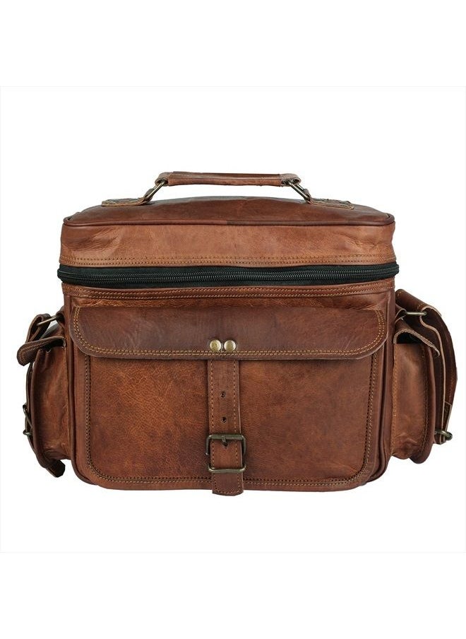 vintage crafts Genuine Leather DSLR SLR Vintage Camera Shoulder Messenger Bag Camera Satchel  - Image 1
