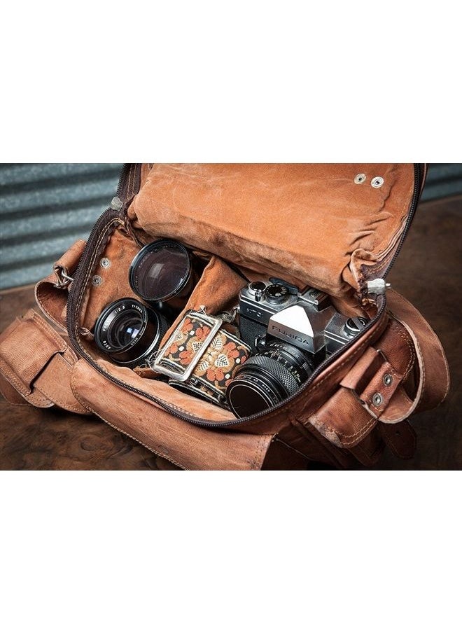 vintage crafts Genuine Leather DSLR SLR Vintage Camera Shoulder Messenger Bag Camera Satchel  - Image 3