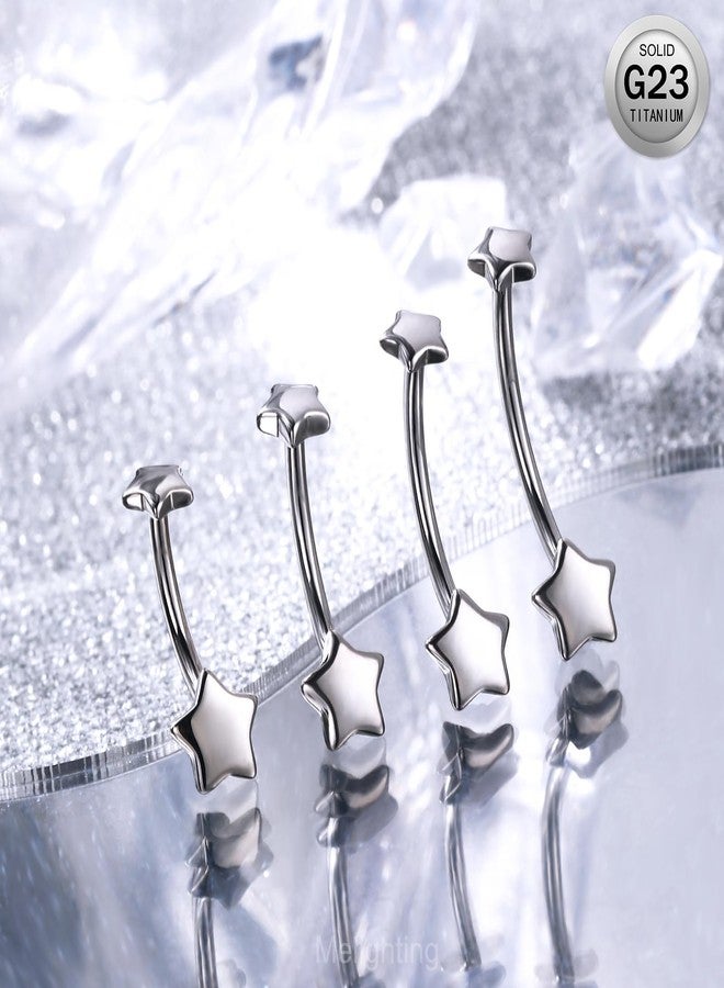 Melighting Titanium Belly Button Ring 14G Star Belly Ring Internally Threaded G23 Titanium Belly Piercing Hoop Navel Barbell Body Piercing Jewelry - Image 3