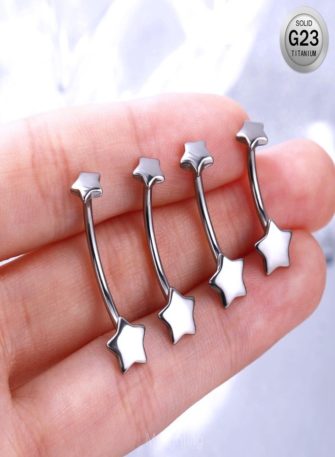Melighting Titanium Belly Button Ring 14G Star Belly Ring Internally Threaded G23 Titanium Belly Piercing Hoop Navel Barbell Body Piercing Jewelry - Image 2