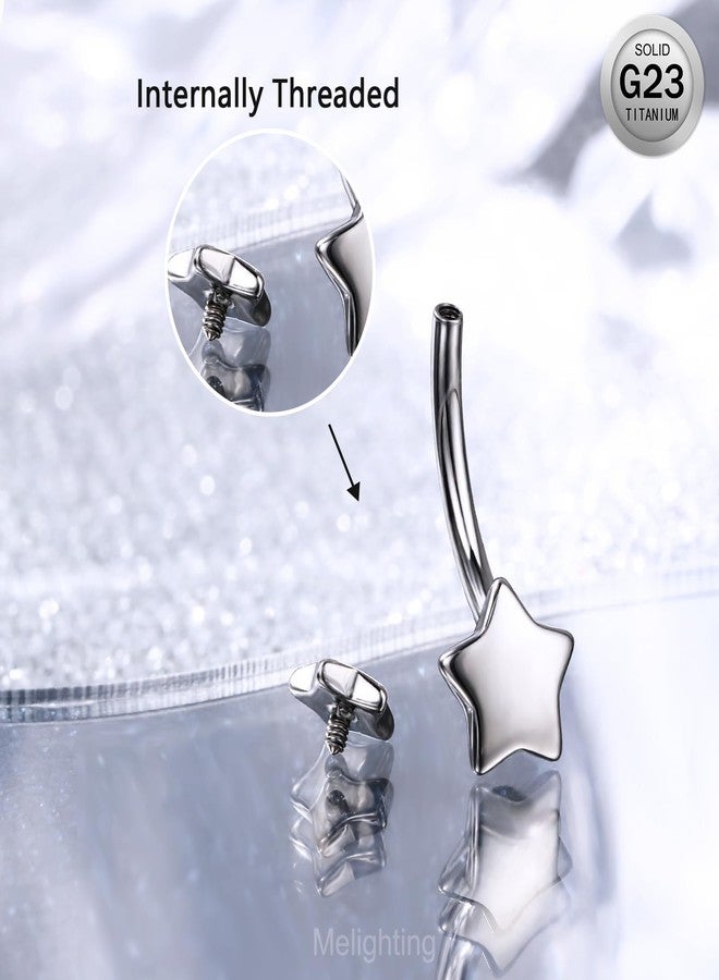 Melighting Titanium Belly Button Ring 14G Star Belly Ring Internally Threaded G23 Titanium Belly Piercing Hoop Navel Barbell Body Piercing Jewelry - Image 4