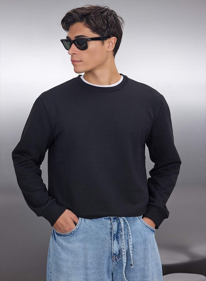 trendyol Black Regular/Normal Cut Fleece Inside/Warm Sweatshirt - Image 5