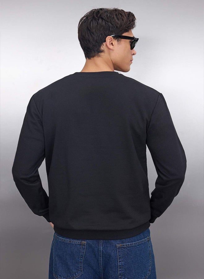 trendyol Black Regular/Normal Cut Fleece Inside/Warm Sweatshirt - Image 4