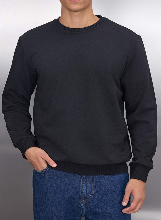 trendyol Black Regular/Normal Cut Fleece Inside/Warm Sweatshirt - Image 3