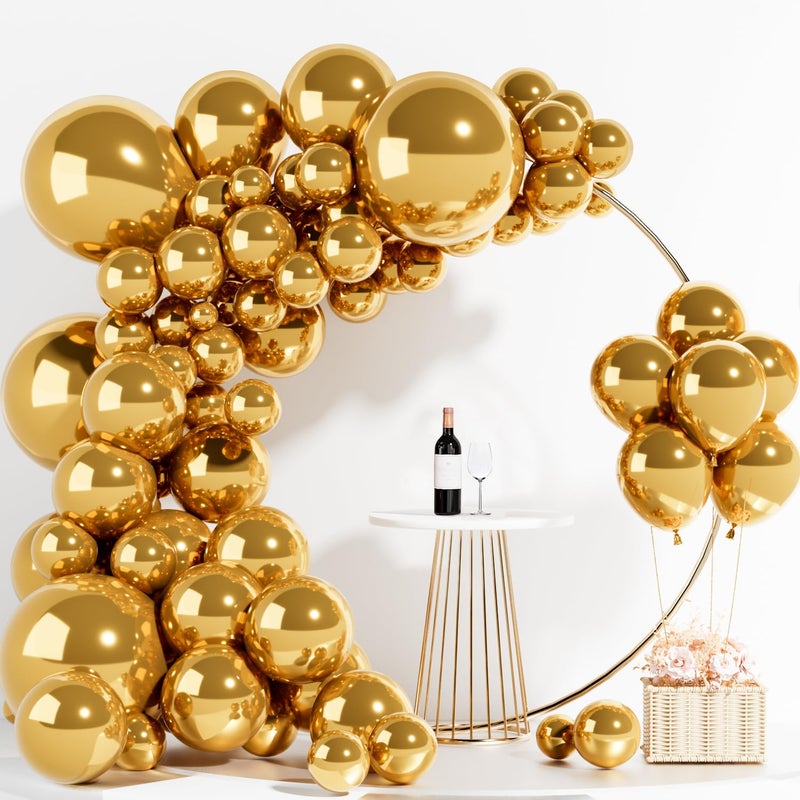 Labeol Metallic Gold Balloons Different Sizes 139PCS 1812105 Inch Chrome Gold Balloon Garland Arch Kit Quality Latex Balloons Gold Decorations for Wedding Party Birthday Graduation Baby Shower - Image 2
