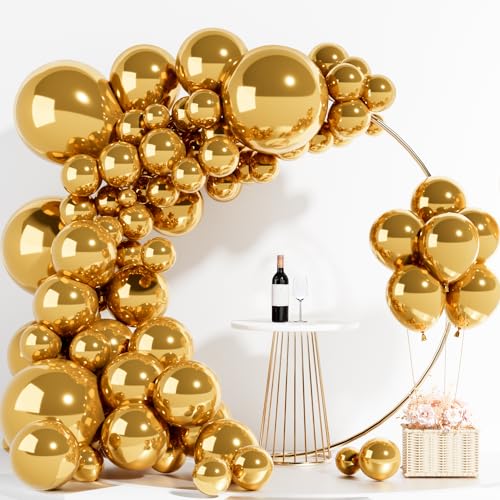 Labeol Metallic Gold Balloons Different Sizes 139PCS 1812105 Inch Chrome Gold Balloon Garland Arch Kit Quality Latex Balloons Gold Decorations for Wedding Party Birthday Graduation Baby Shower - Image 1