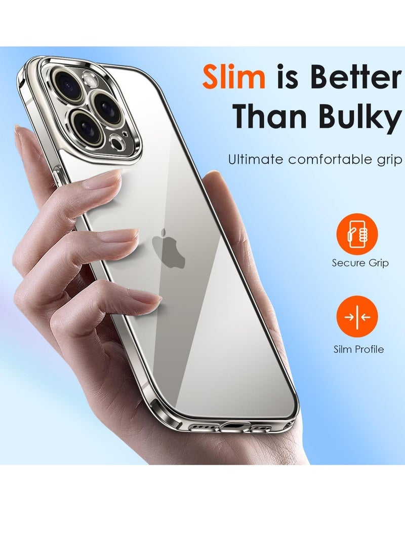 ELTRAZONE Clear Case Compatible with iPhone 15 Pro Max 6.7" [Long Lasting Clarity] [Military Grade Drop Protection], 1 Phone Case + 2 Tempered Glass Screen Protector, Shockproof Hard Slim Cover - Clear - Image 5