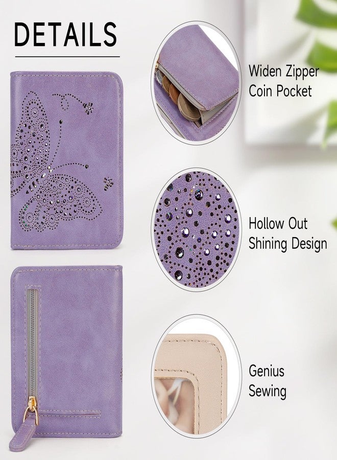 KITEVIUN Small RFID Wallet Women Ultra Thin Slim Womens Wallet Mini Compact Bifold Pocket Ladies Wallets for Women LIGHT-PURPLE - Image 4