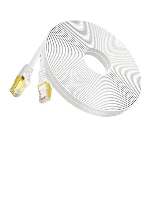 Cat8 5 Meters Ethernet Cable High Speed 40Gbps 2000MHz RJ45 Network Internet Braided Shielded Cord LAN Wire Compatible with Gaming Switch PC PS5 PS4 Xbox Modem Router WiFi Extender Patch Panel , White