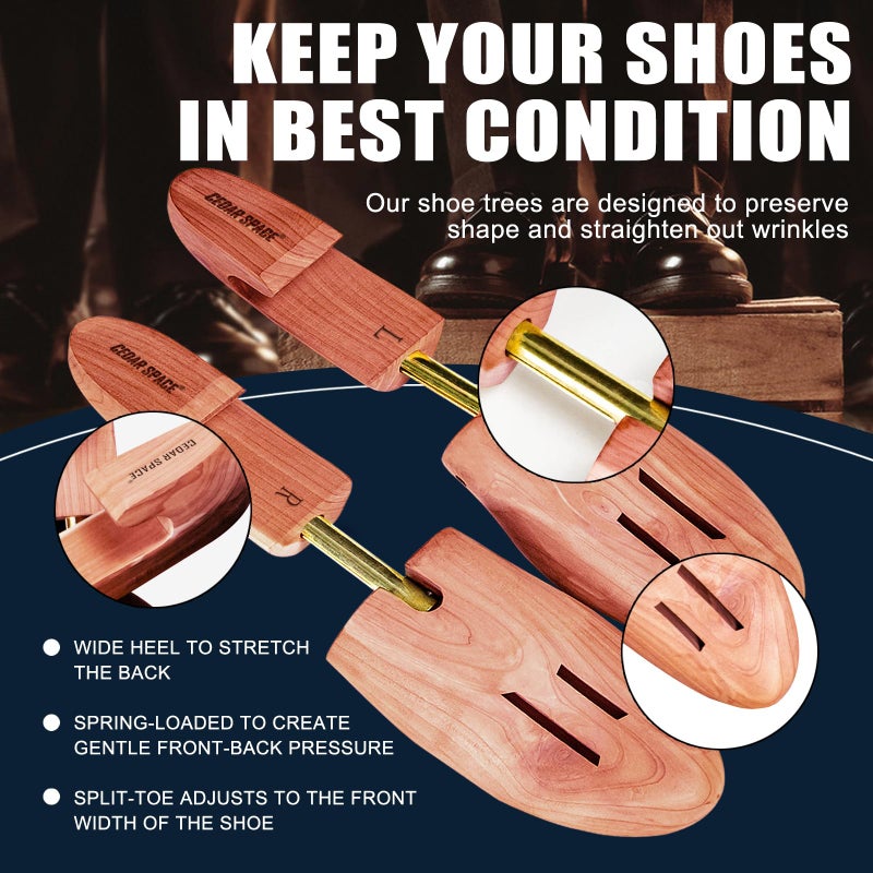 Cedar Space Wooden Shoe Stretcher Tree, 6.5-14 Sizes Cedar Wood Shoe Trees,2/4PC Shoe Stretcher for Men, Sneakers,Boots - Image 5
