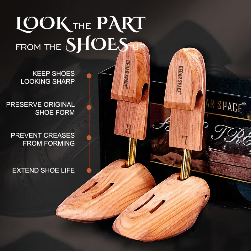 Cedar Space Wooden Shoe Stretcher Tree, 6.5-14 Sizes Cedar Wood Shoe Trees,2/4PC Shoe Stretcher for Men, Sneakers,Boots - Image 4