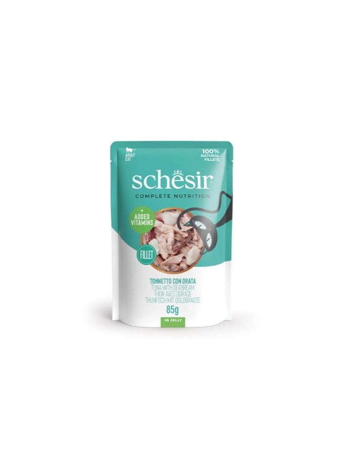 شيسر طعام القطط الرطب شيسير المتكامل والمتوازن في كيس جيلي - تونة مع سمك السيبريم 85 جم - Image 1