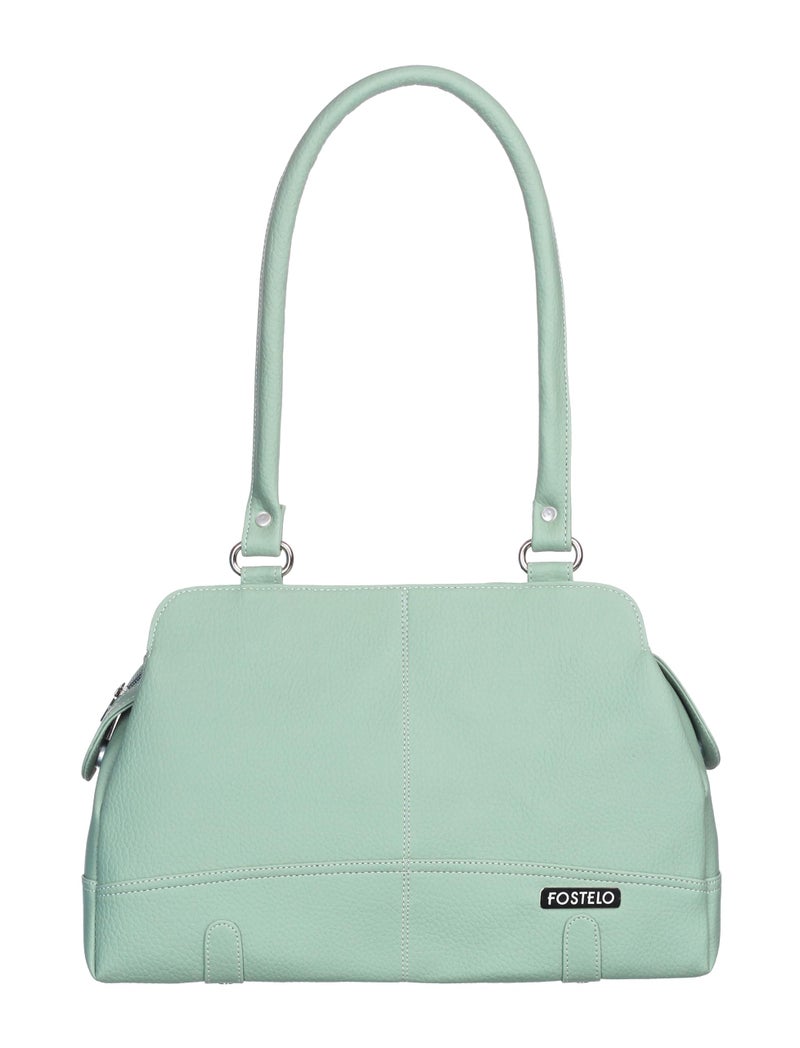 Fostelo Women's Feathers Satchel Tote Handbag for Women | Ladies Purse | Stylish Shoulder Bag | Gift For Women | Green - Image 2