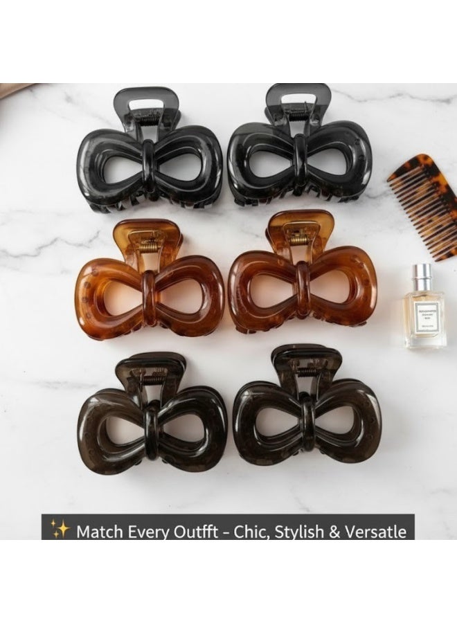 ألم الأسنان 6 قطع من مشابك الشعر على شكل فيونكة للنساء والفتيات - بلاستيك قوي غير قابل للانزلاق، مشابك فك للشعر السميك أو الرقيق أو القصير أو الطويل أو المتوسط، إكسسوارات شعر للتصفيف، تثبيت الانفجارات، الكعكة وتسريحات الشعر اليومية (متعددة الألوان) - Image 4