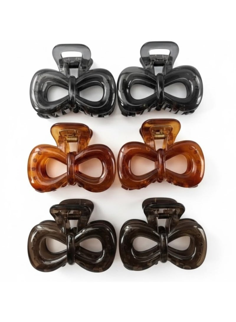 ألم الأسنان 6 قطع من مشابك الشعر على شكل فيونكة للنساء والفتيات - بلاستيك قوي غير قابل للانزلاق، مشابك فك للشعر السميك أو الرقيق أو القصير أو الطويل أو المتوسط، إكسسوارات شعر للتصفيف، تثبيت الانفجارات، الكعكة وتسريحات الشعر اليومية (متعددة الألوان) - Image 1