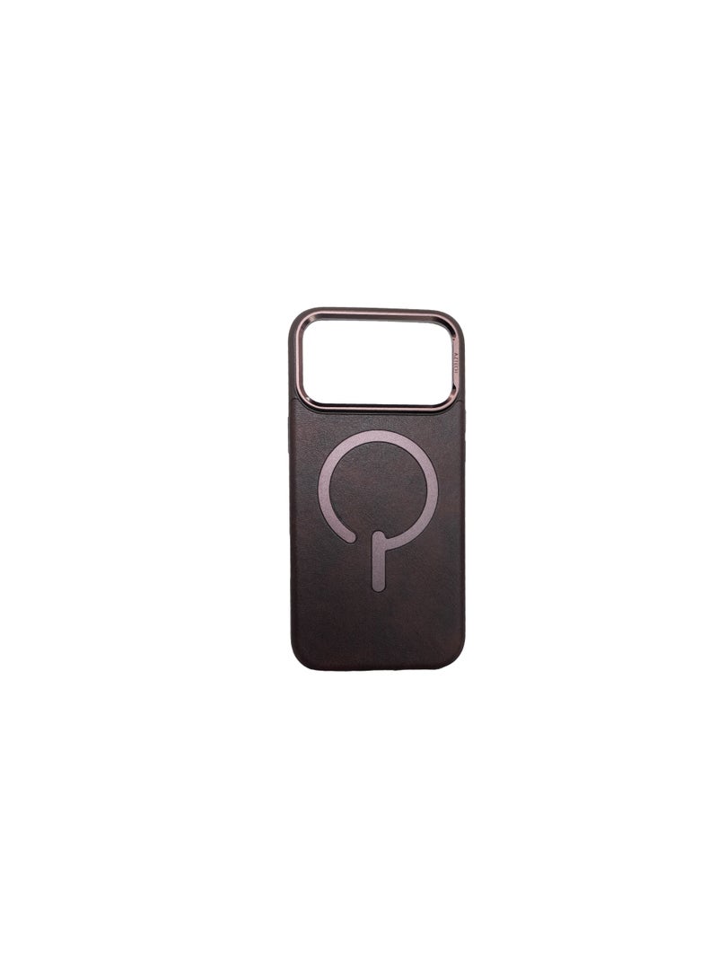 Aztech غطاء جلد مغناطيسي من AZTECH لجهاز iPhone 17 Pro Max، مع حامل غير مرئي مدمج [متوافق مع Magsafe]، غطاء هاتف واقي نحيف مع حامل، بني - Image 3