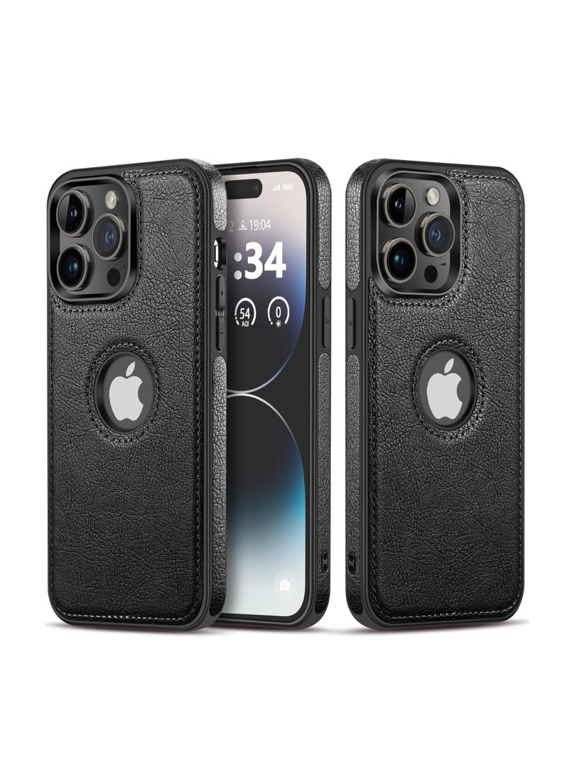 Aookay Compatiable with iPhone 16 Pro Case, Unique Design Luxury Leather Business Phone Case for iPhone 16 Pro, Anti-Slip Scratch Resistant Ultra Slim Protective Case (Black) - Image 1