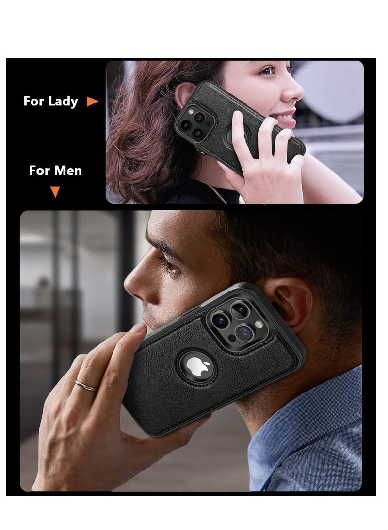 Aookay Compatiable with iPhone 16 Pro Case, Unique Design Luxury Leather Business Phone Case for iPhone 16 Pro, Anti-Slip Scratch Resistant Ultra Slim Protective Case (Black) - Image 4