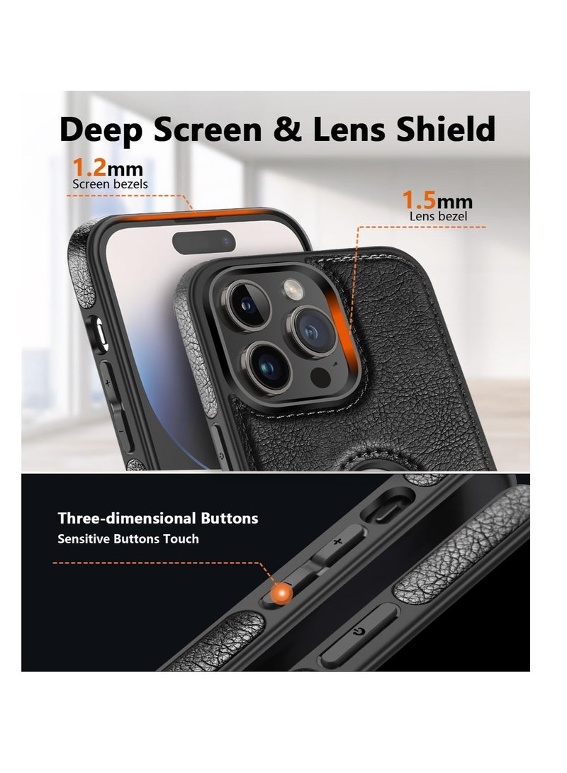 Aookay Compatiable with iPhone 16 Pro Case, Unique Design Luxury Leather Business Phone Case for iPhone 16 Pro, Anti-Slip Scratch Resistant Ultra Slim Protective Case (Black) - Image 3