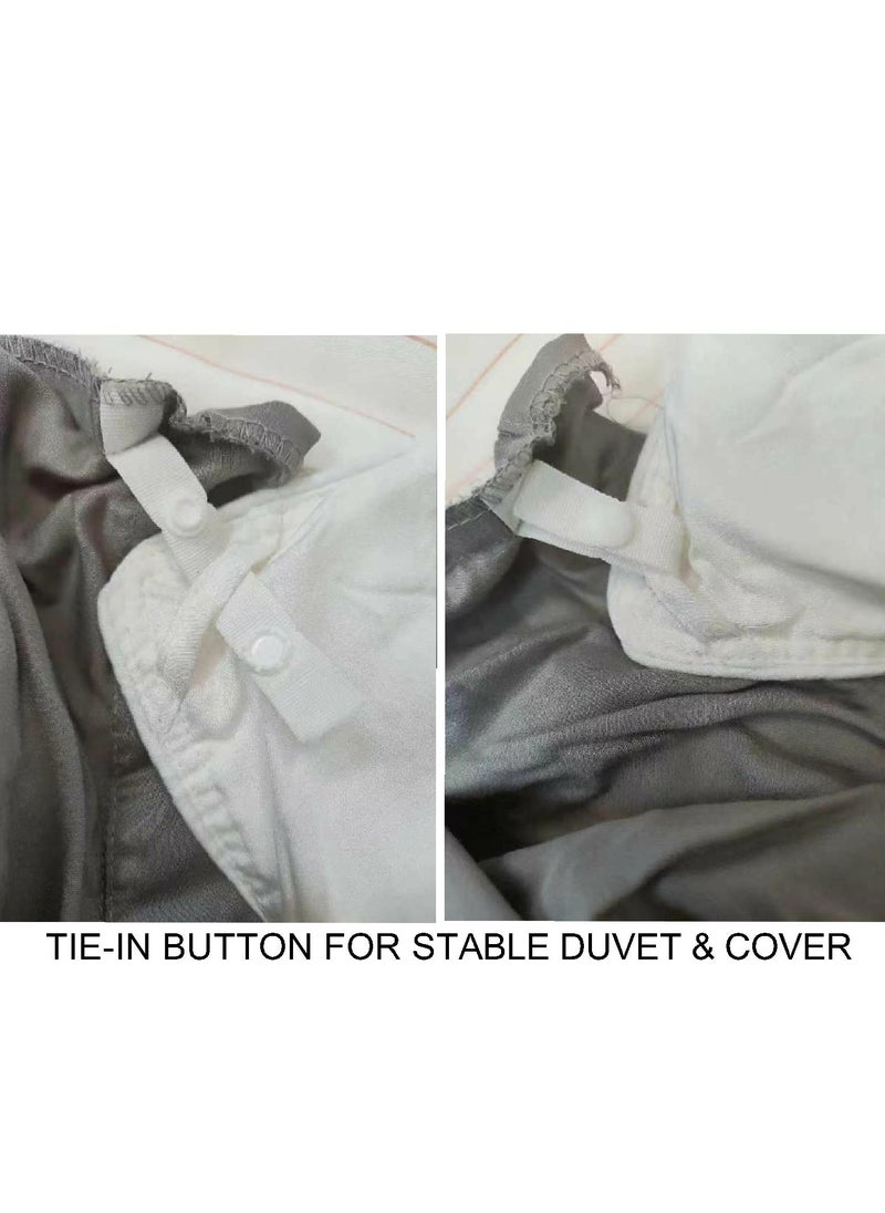 7 STARS HZM Bamboo Duvet Cover Single Size 150x200 cm With Button Closing and Corner Ties 400TC Cool, Anti-Allergic, Soft and Silky – White  - Image 2