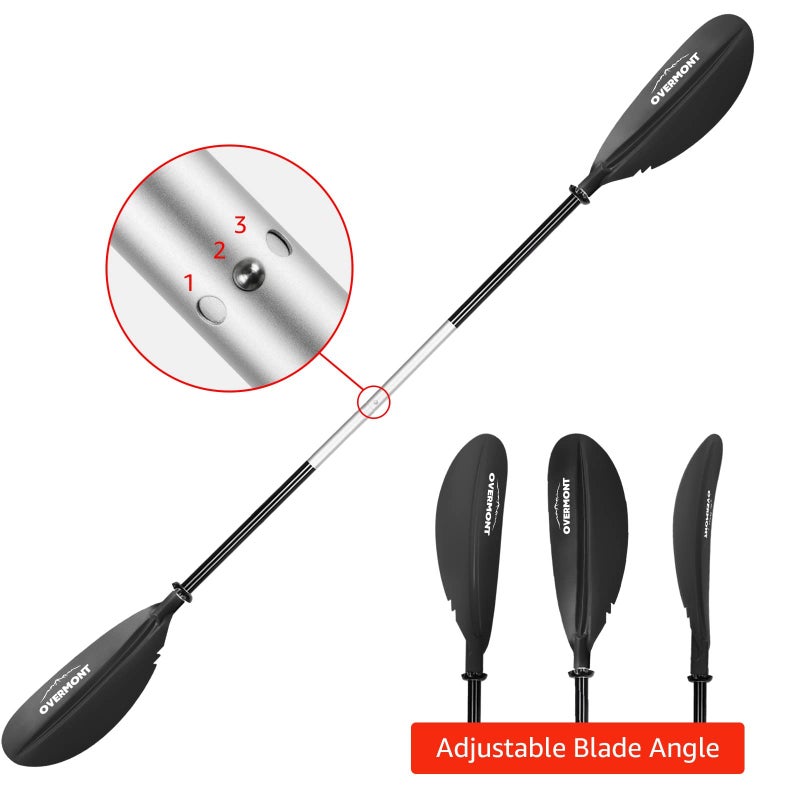 Overmont Kayak Paddle 230cm/90.5in Heavy Duty Aluminum Alloy Lightweight Boating Oar for Inflatable Kayaks with Paddle Leash - Image 5