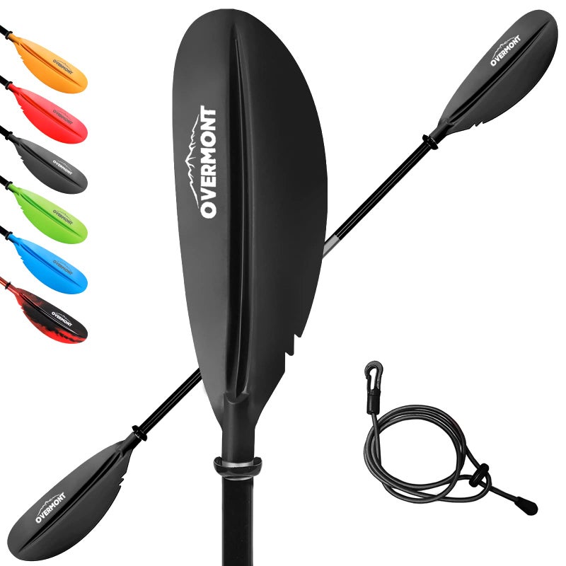 Overmont Kayak Paddle 230cm/90.5in Heavy Duty Aluminum Alloy Lightweight Boating Oar for Inflatable Kayaks with Paddle Leash - Image 1