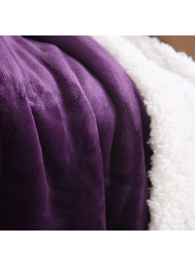 نانبايبر Nanpiper Sherpa بطانية Super Super Fuzzy Flannel Fleece/Wool مثل مخملية عكسية أفخم الأريكة بطانية خفيفة الوزن دافئ لفصل الشتاء (الحجم 50 "" x60 "الأرجواني) - Image 5