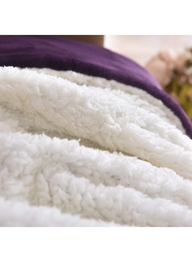 نانبايبر Nanpiper Sherpa بطانية Super Super Fuzzy Flannel Fleece/Wool مثل مخملية عكسية أفخم الأريكة بطانية خفيفة الوزن دافئ لفصل الشتاء (الحجم 50 "" x60 "الأرجواني) - Image 4