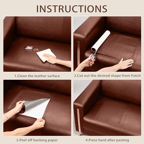 JDLUGH Sofa Leather Repair Patch Tape, Large Self Adhesive Couch, Car Seat, Office Chair, Leather Furniture, Vinyl Repair Patch Kit for Furniture (15x60 Inch, Brown) - Image 4