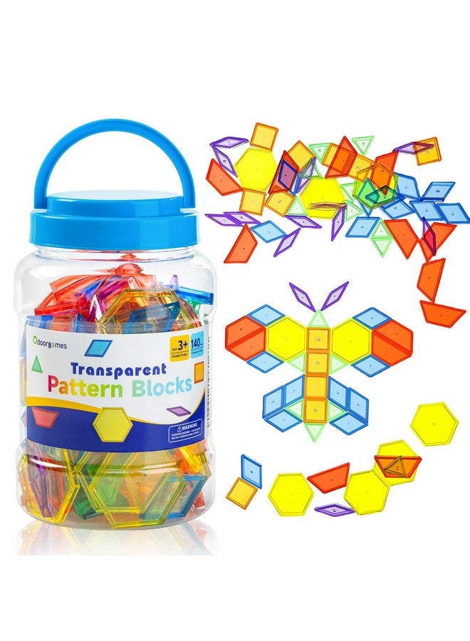 Odoorgames 140 Pcs Translucent Pattern Blocks - Educational Light Table Manipulatives and Accessories - Fun and Engaging Geometric Shapes - Image 1