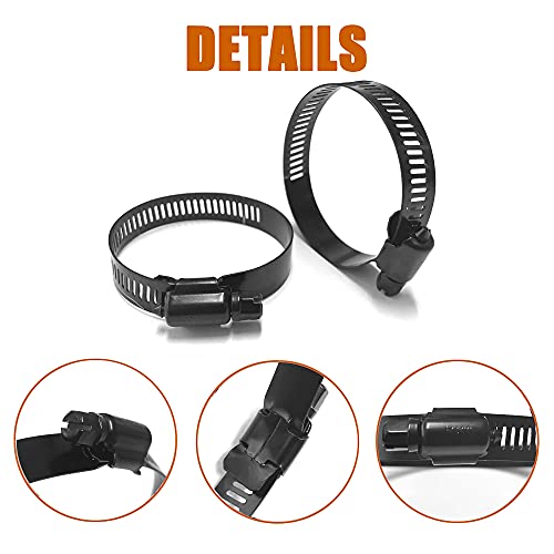 ISPINNER 12pcs 304 Stainless Steel Adjustable 27-102mm Range Worm Gear Hose Clamps Assortment Kit 2 Inch, 3 Inch, 4 Inch (Black) - Image 3