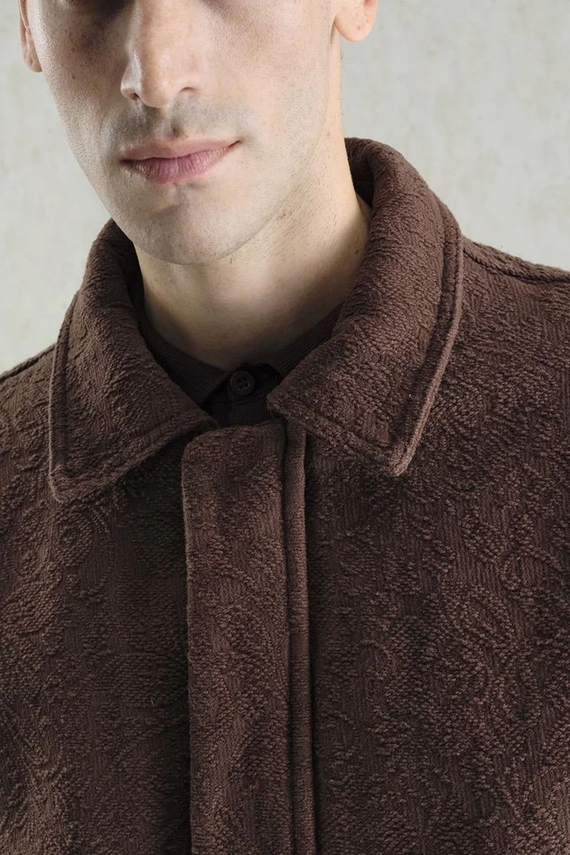 Giesto Beaver Brown GIESTO Textured Jacquard Cotton Jacket for Men | Best Price UAE