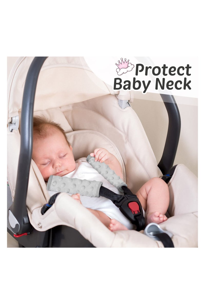 SYOSI - Car Seat Strap Covers, for Babies Soft Car Seat Straps Shoulder Pads, Kid Car Seat Strap Pads Seat Belt Covers, for Baby Infant Seat Belt Cushion for Pushchair Stroller (Black, Gray, Pink) (6 Pieces) - Image 1