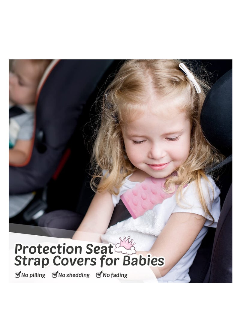 SYOSI - Car Seat Strap Covers, for Babies Soft Car Seat Straps Shoulder Pads, Kid Car Seat Strap Pads Seat Belt Covers, for Baby Infant Seat Belt Cushion for Pushchair Stroller (Black, Gray, Pink) (6 Pieces) - Image 1